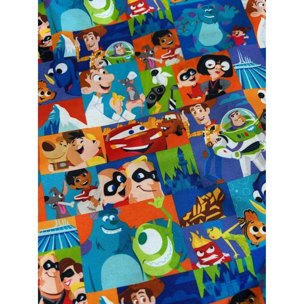 Disney Pixar Drawstring Canvas Bag Colorful Print Toy Story Monsters Inc Cars